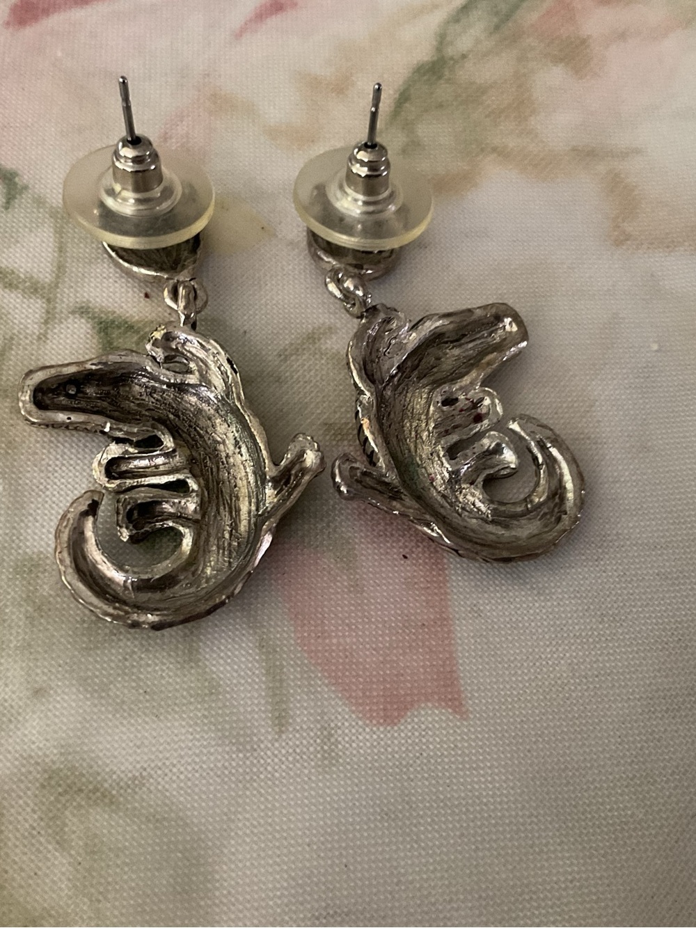 Pair of dragon/lizard earrings